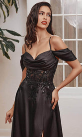 Off Shoulder Satin Long Prom Dress